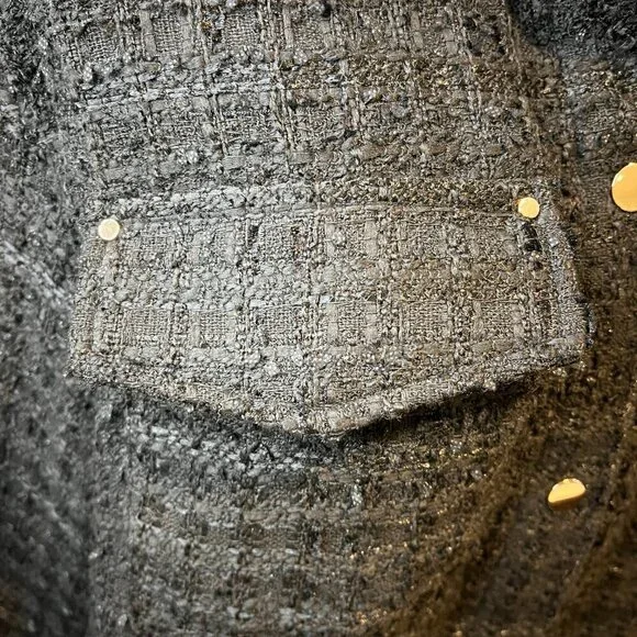 Zara Black Tweed Oversized Shirt Jacket, Size Small - Picture 9 of 16